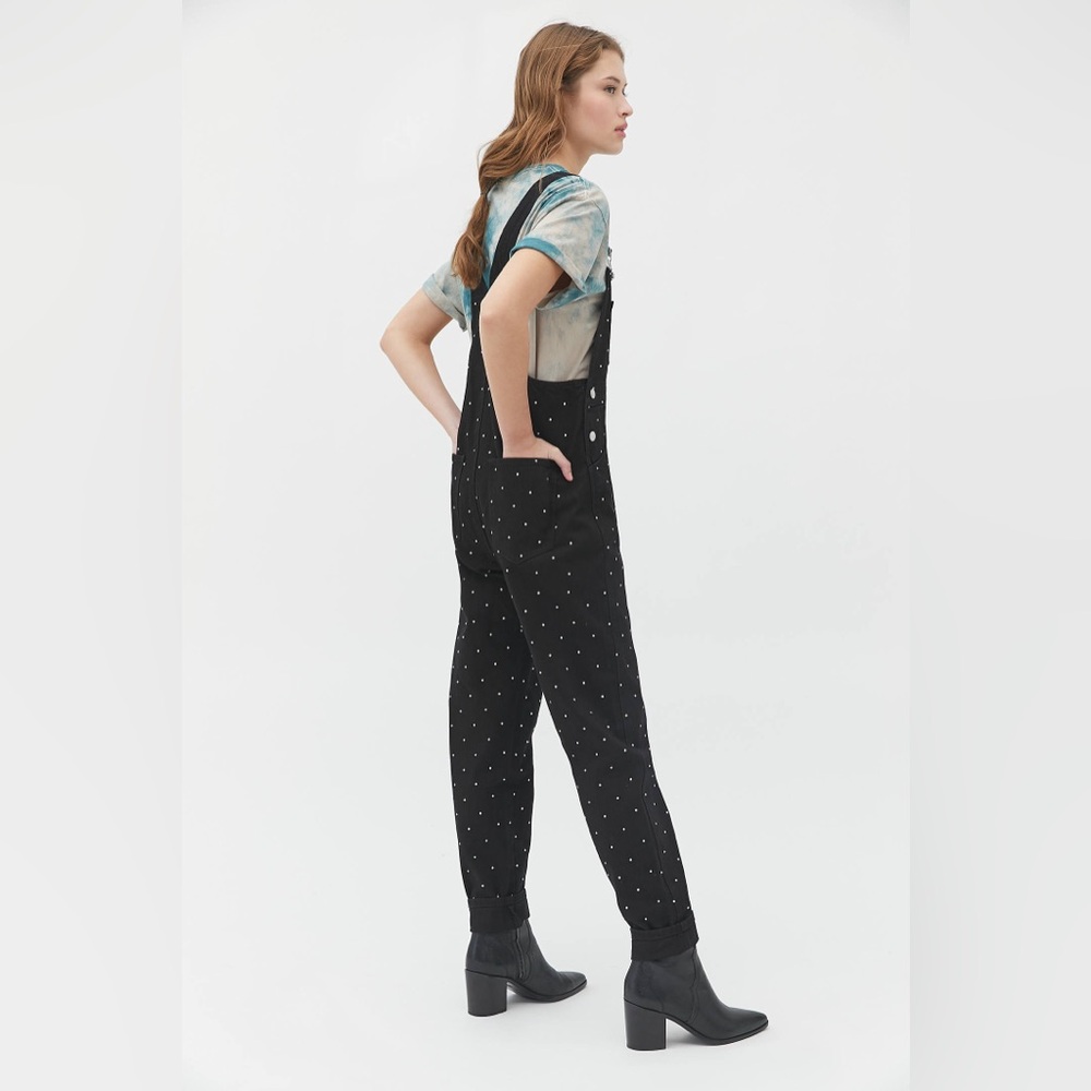 Weworewhat Basic Crystal Denim Overalls Size M Pe… - image 3